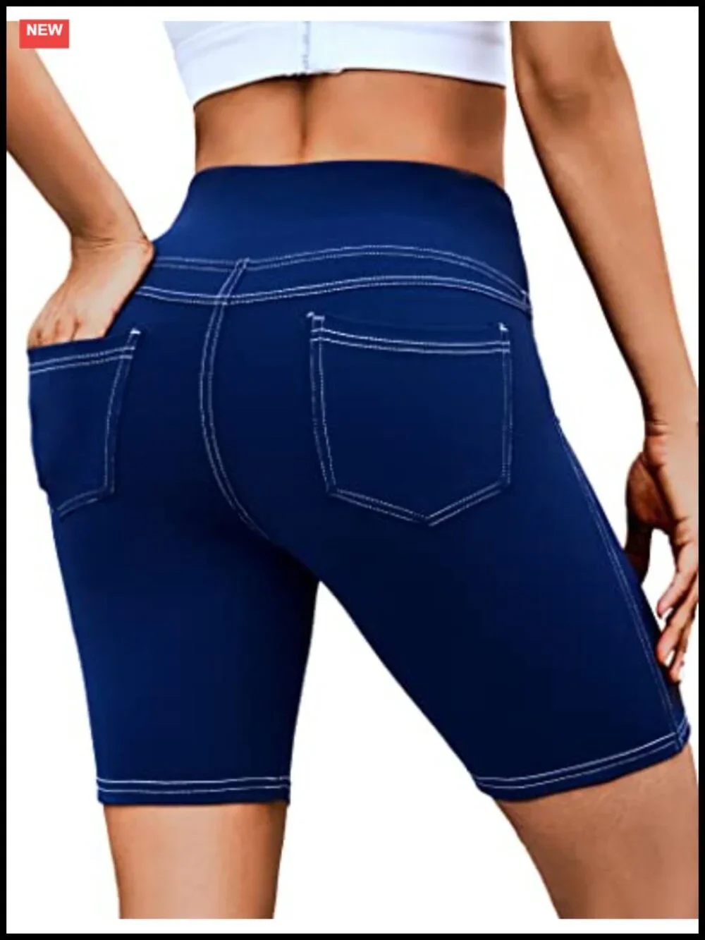 Women's High Waisted Biker Shorts with Pockets, 4-Way Stretchy Tummy Control